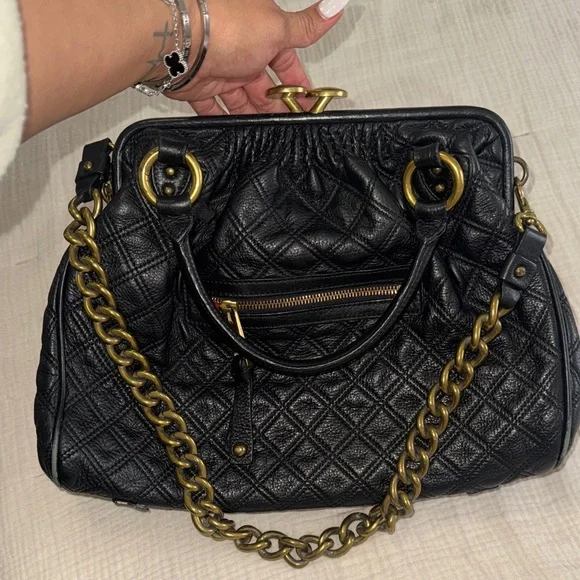 Black Quilted Handbag with Gold Chain MARC JACOBS